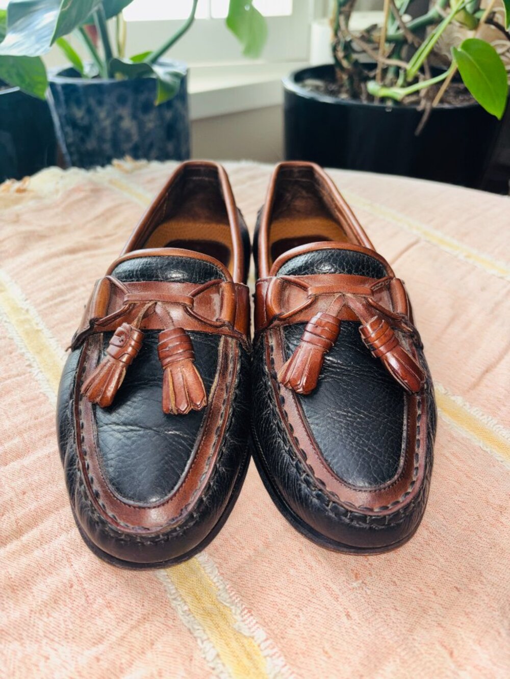 Florsheim Pisa Tassel Loafers Men’s 7D Black Brown Two-Tone Leather 11234 EUC
